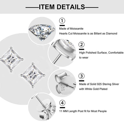 1-2.4Ct  Moissanite Earrings Stud Sterling Silver