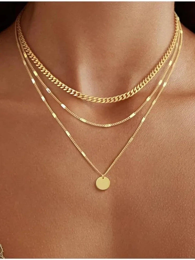 14K Gold Plated Layering  Women Necklaces Set