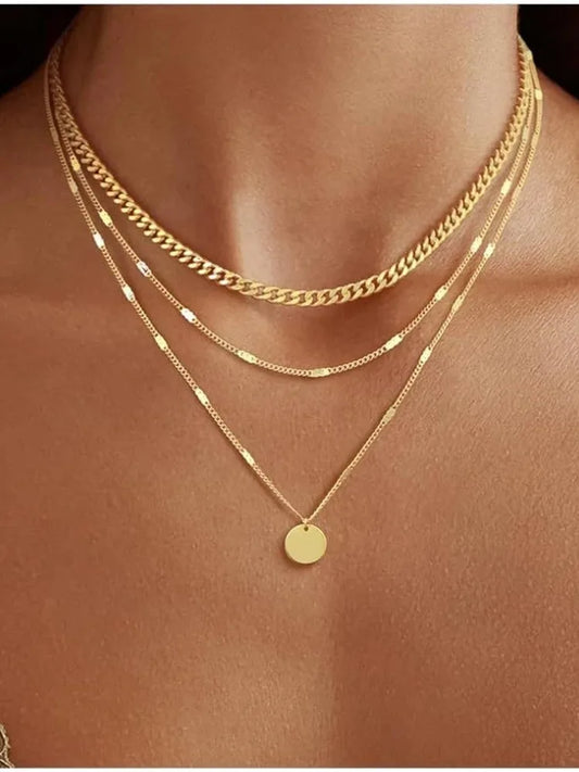 14K Gold Plated Layering  Women Necklaces Set