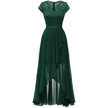 Women's V-Neck Floral Lace Hi-Lo Dress Wedding Guest