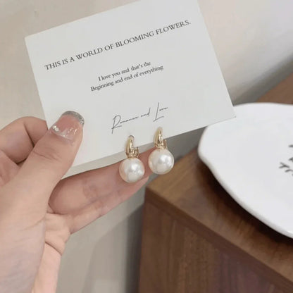 Pearl Hoop Earrings for Women Fashion Jewelry