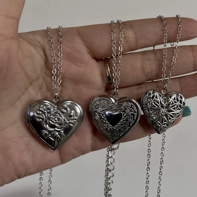 Heart Locket Stainless Steel Photo Frame Charm Necklace