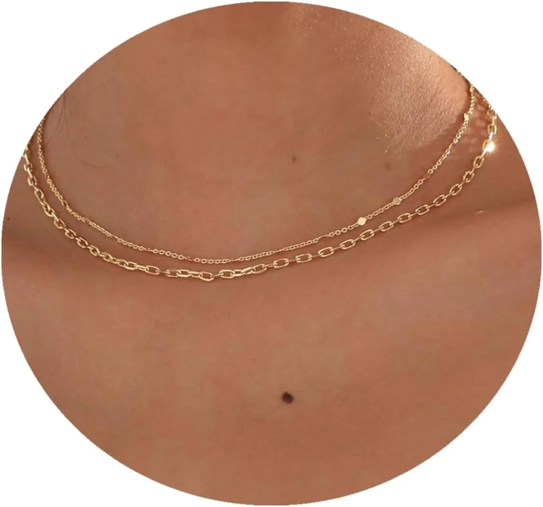 14K Gold Plated Layering  Women Necklaces Set