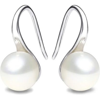 AAA+ Quality White Freshwater Cultured Pearl Dangle  Earrings