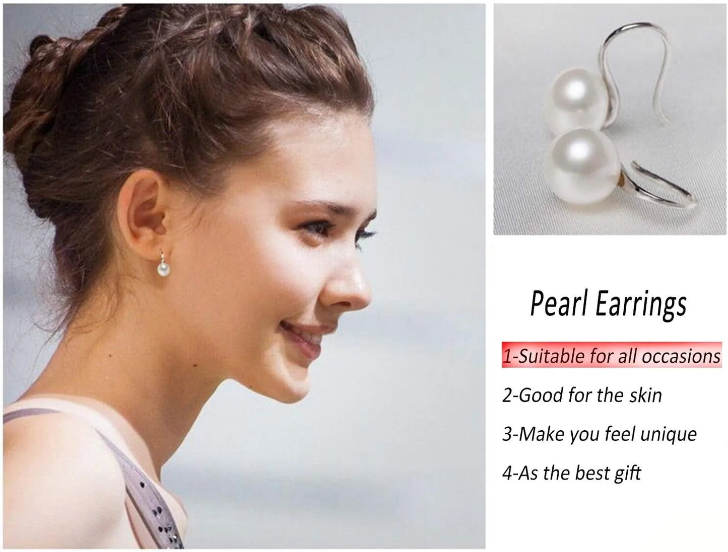 AAA+ Quality White Freshwater Cultured Pearl Dangle  Earrings