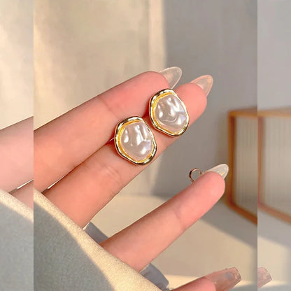 Round Pearl Earrings for Women Trendy Jewelry