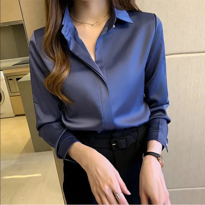Satin Women Blouse Silk Elegant Luxury