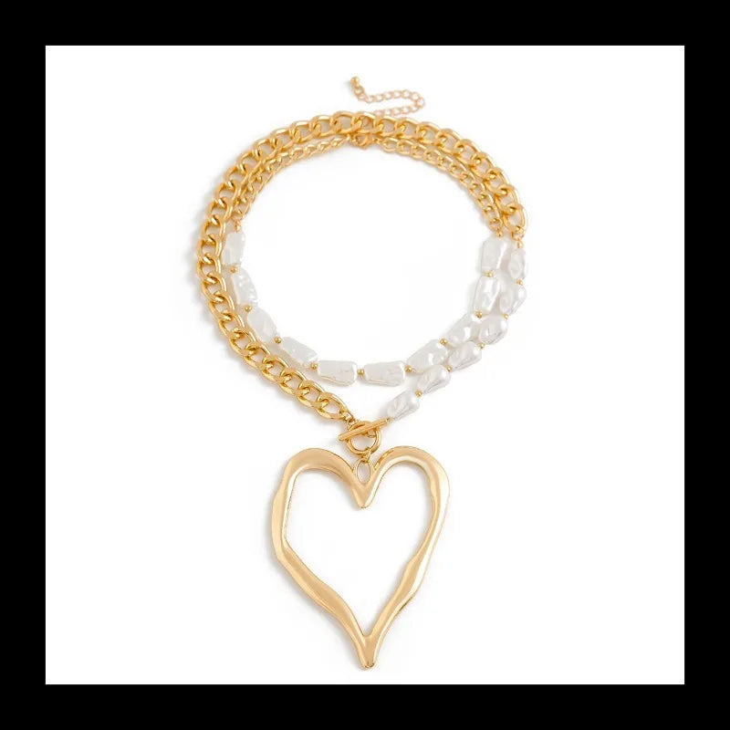 Hot-selling Exaggerated Double-layer Baroque Imitation Pearl Necklace