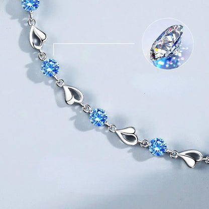 Women Heart Bracelet - Adjustable Crystal Charm Chain