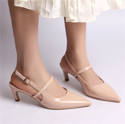 Women Patent Leather Pointed Toe Shoes