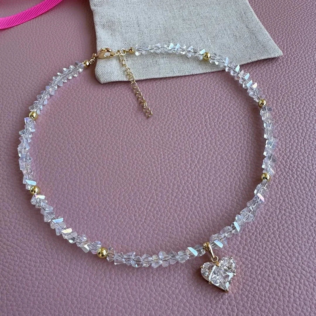 Zircon Heart Pendant Necklace For Women