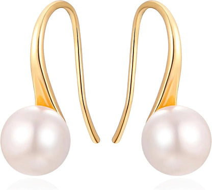 AAA+ Quality White Freshwater Cultured Pearl Dangle  Earrings