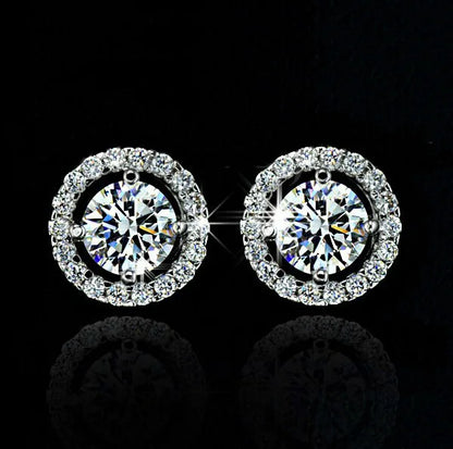 Luxury White Zirconia Stud Earrings Gold Color