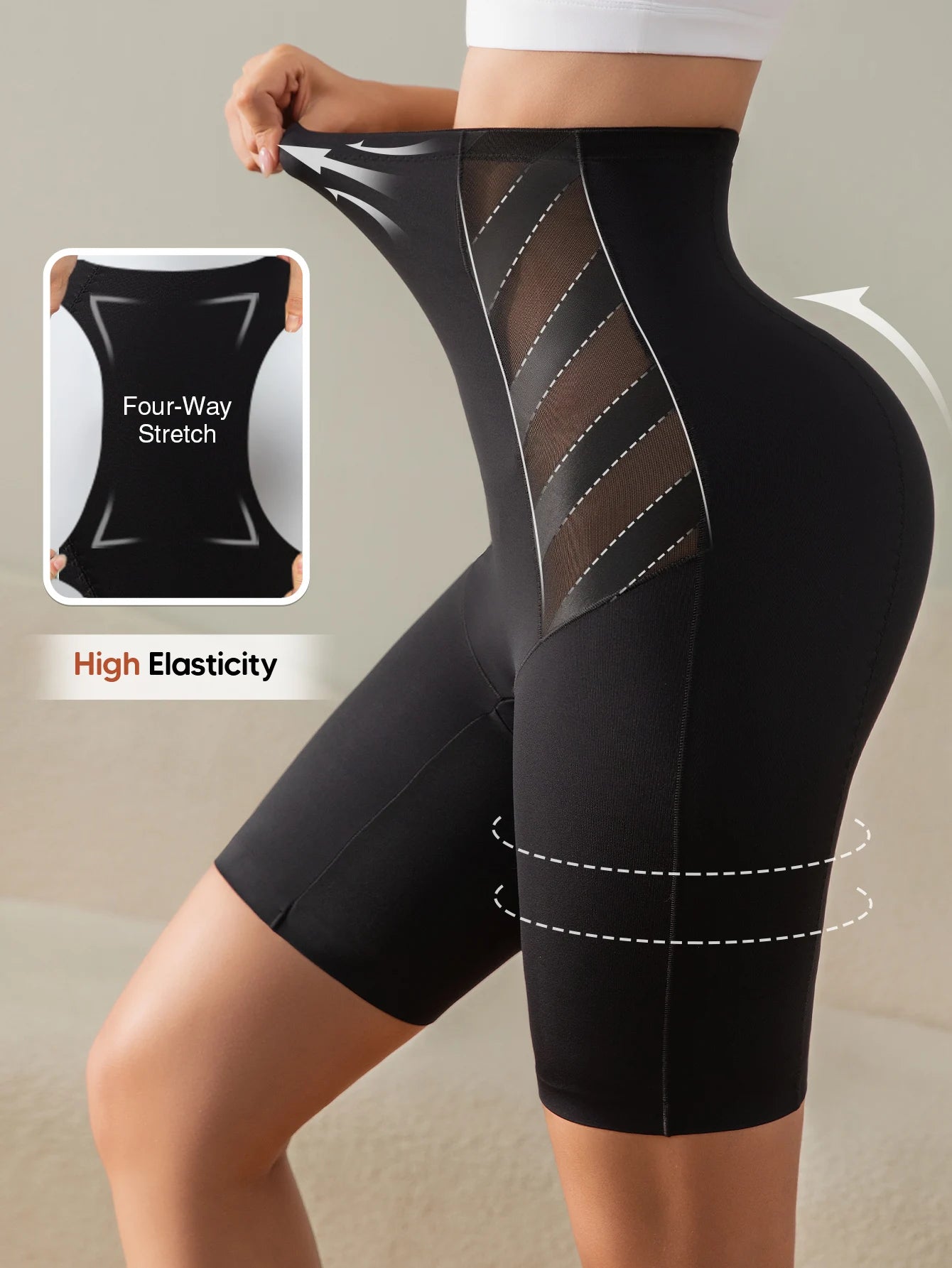 Black High Waist Tummy Control Shapewear Shorts