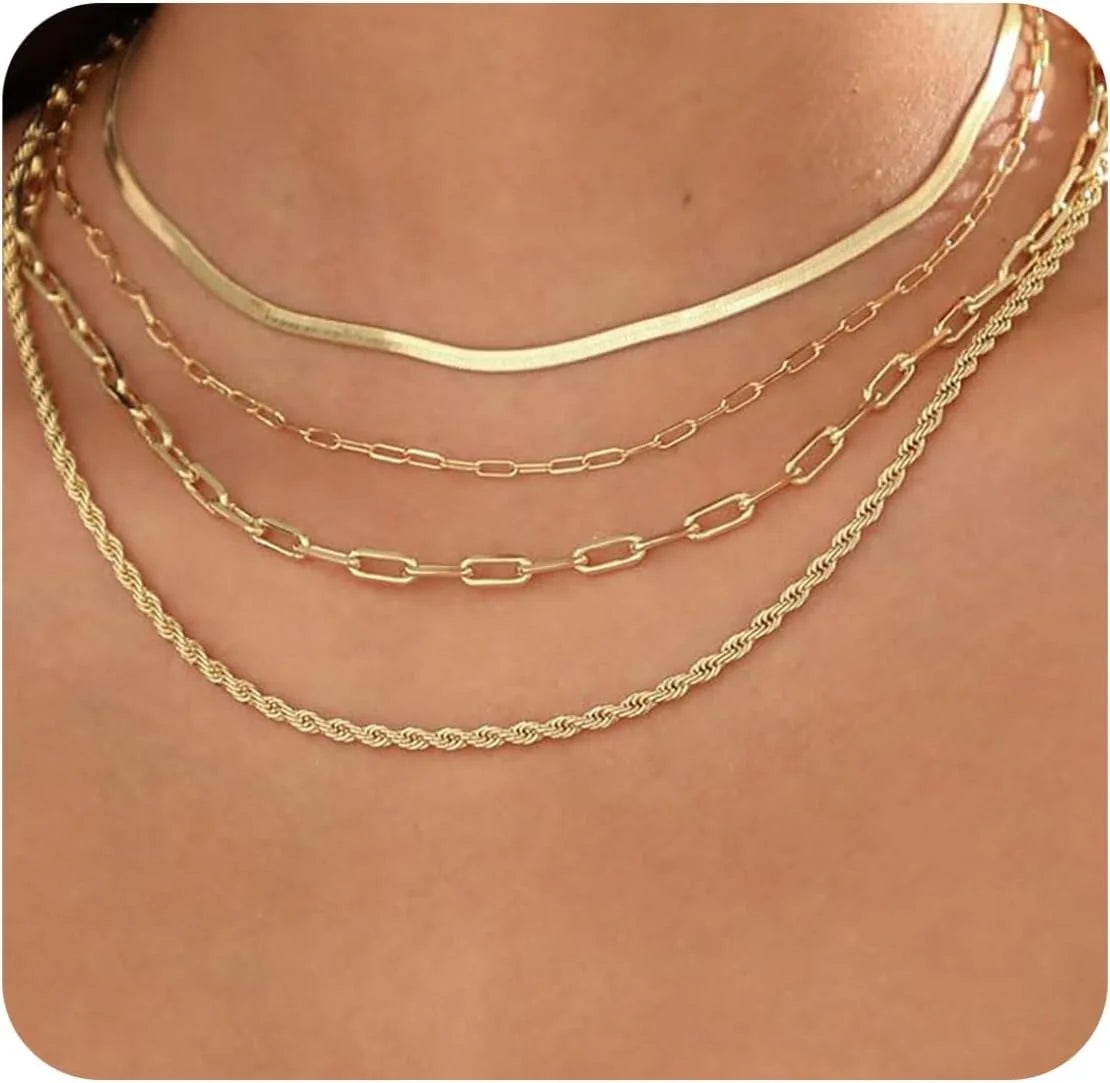 14K Gold Plated Layering  Women Necklaces Set