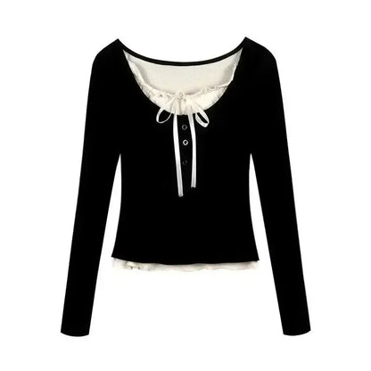 T-shirt Long Sleeve Coquette Lace Bow