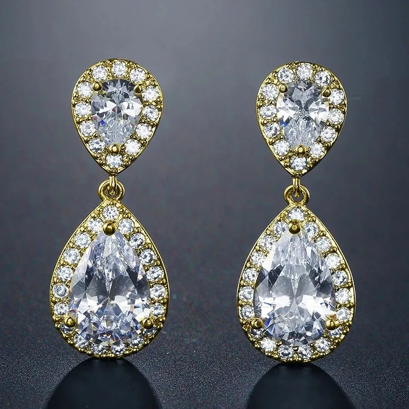 Classic Cubic Zirconia Tear Drop Earrings