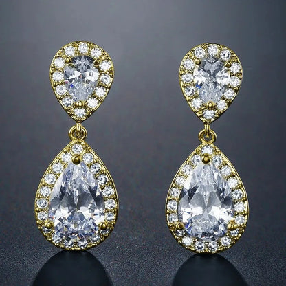 Classic Cubic Zirconia Tear Drop Earrings