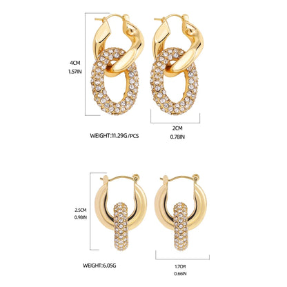 Rhinestone Stainless Steel Earrings Zircon Huggie Jewelry