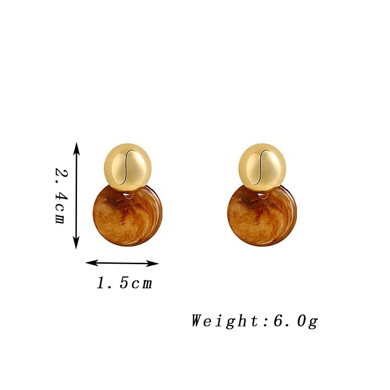 Imitation Amber Color Acrylic Bead Dangle  Earrings