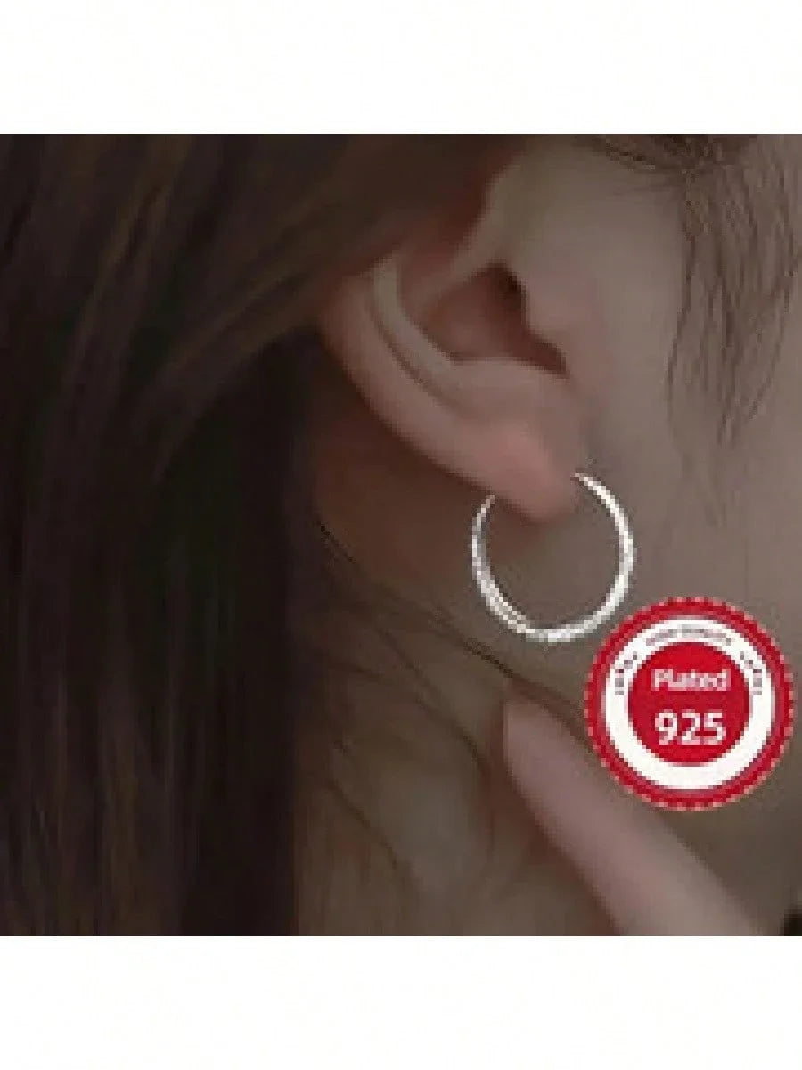 Shining Earrings – 925 Silver Plated Hoops, Elegant