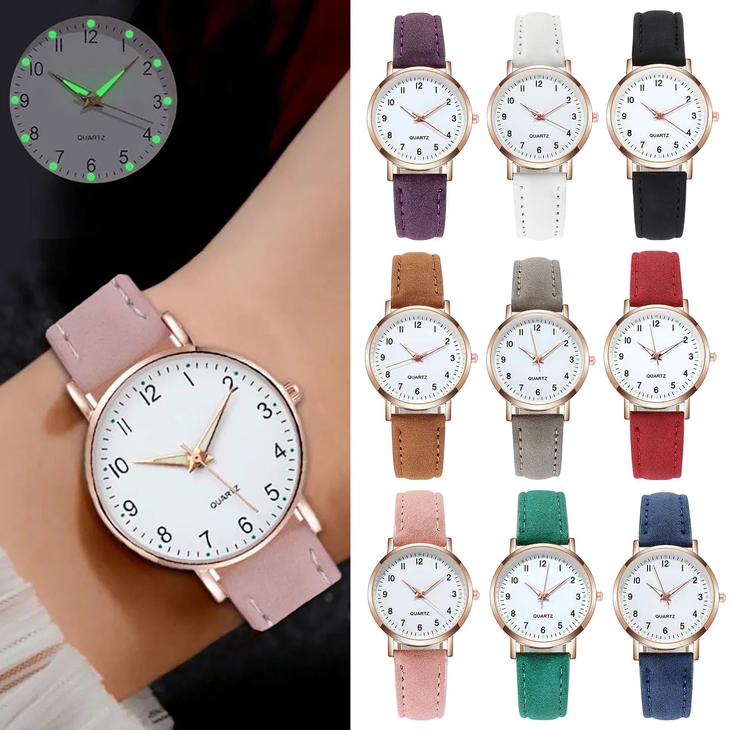 Reloj Mujer Leather Belt  Luxury Analog  Luminous Women's Watch