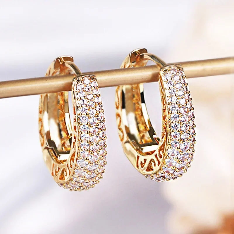 Hoop Earrings CZ Stone for Women