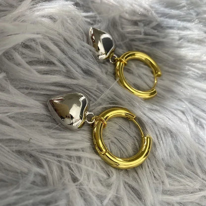 Gold Silver Color Heart Hoop Earrings Fashion Jewelry