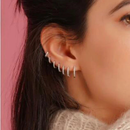 1Pair Stainless Steel Hoop Earrings Zirconia