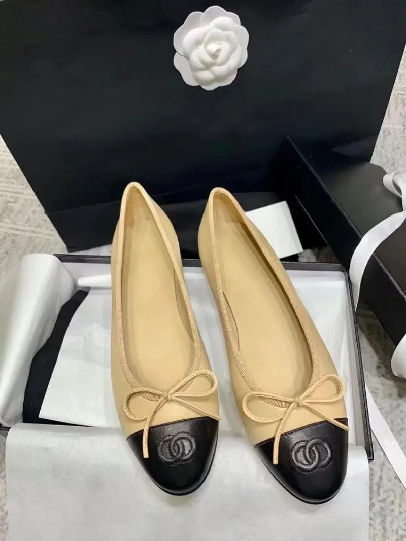 Flats Ballet  Comfortable Shoes  Sheepskin Round Toe