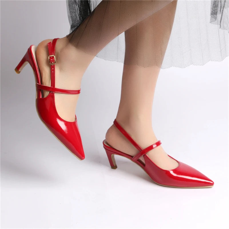 Women Patent Leather Pointed Toe Shoes