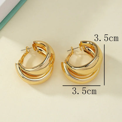 Stainless Steel Hoop Earrings  Gold Color for Women