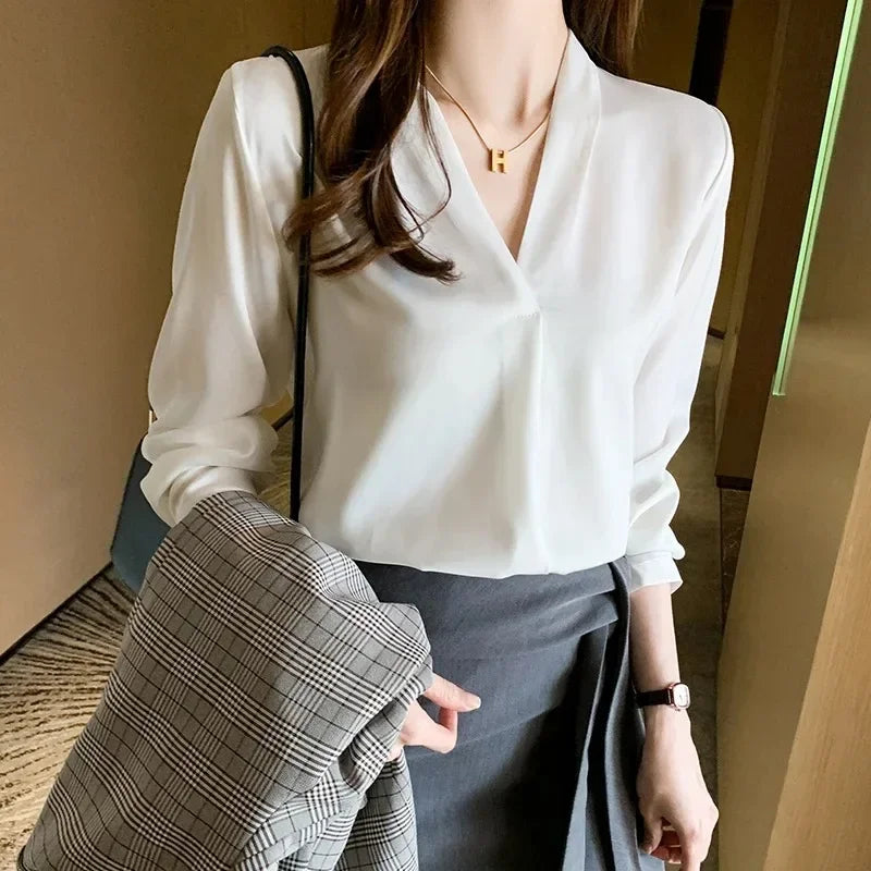 Long Sleeve Elegant Chiffon Office Blouse