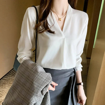 Long Sleeve Elegant Chiffon Office Blouse