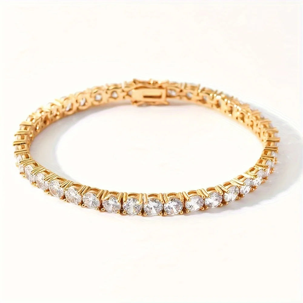 New Pure Copper Tennis Chain Bracelet - Zirconia Jewelry