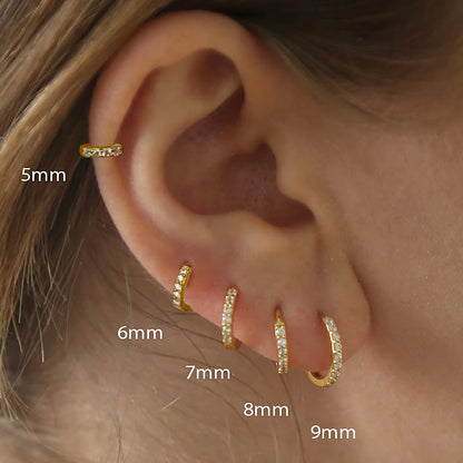 1Pair Stainless Steel Hoop Earrings Zirconia