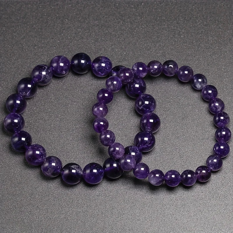 Amethyst Bracelet  Natural Stone  6 8 10mm