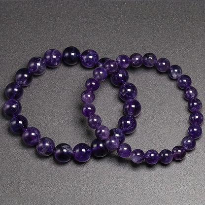 Amethyst Bracelet  Natural Stone  6 8 10mm