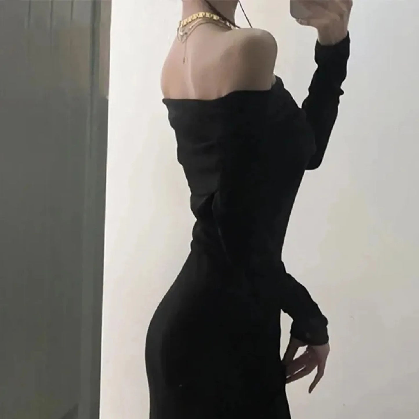 Elegant Off-Shoulder Maxi Dress, Party