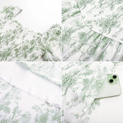 Floral Puff Sleeve A-Line Summer Dress