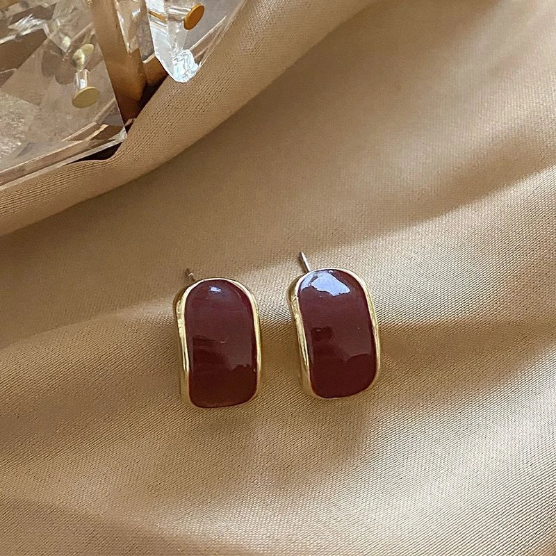 Vintage  Red Stud Earrings Geometric