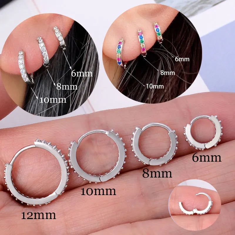 1Pair Stainless Steel Hoop Earrings Zirconia