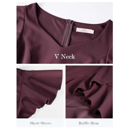 Burgundy V-Neck Hi-Lo Formal Dress