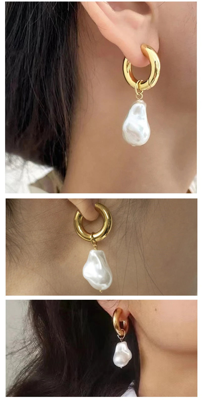 Baroque Pearl Dangle Earrings for Women