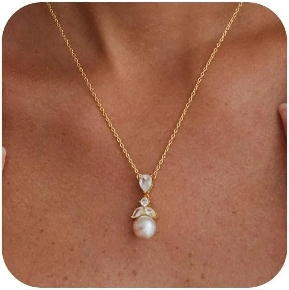 Pearl Choker Necklace for Women, 14k Gold Plated
