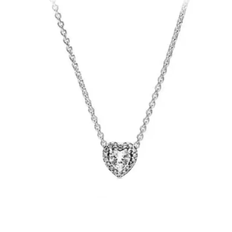 .925 Sterling Silver Necklace Zirconia Bow Exquisite Jewelry